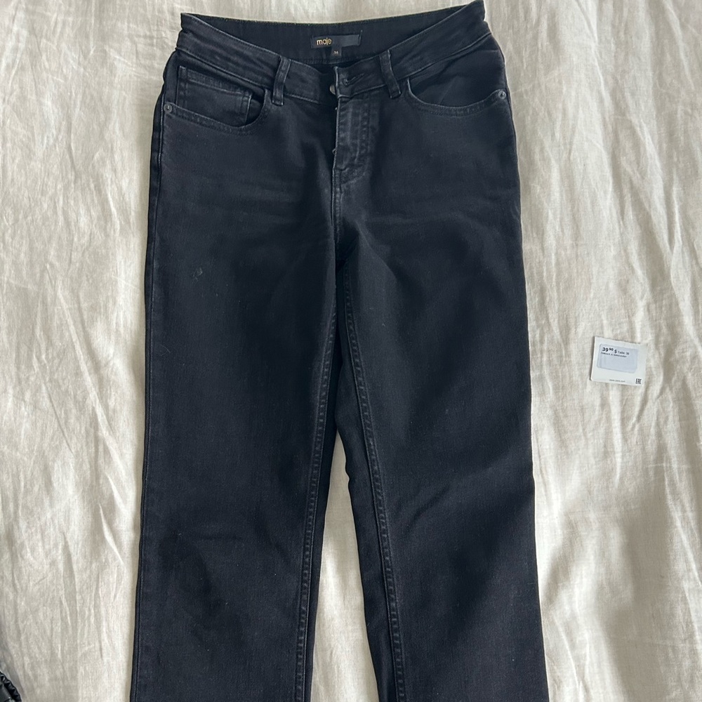 MAJE - black flared jeans with frayed hem